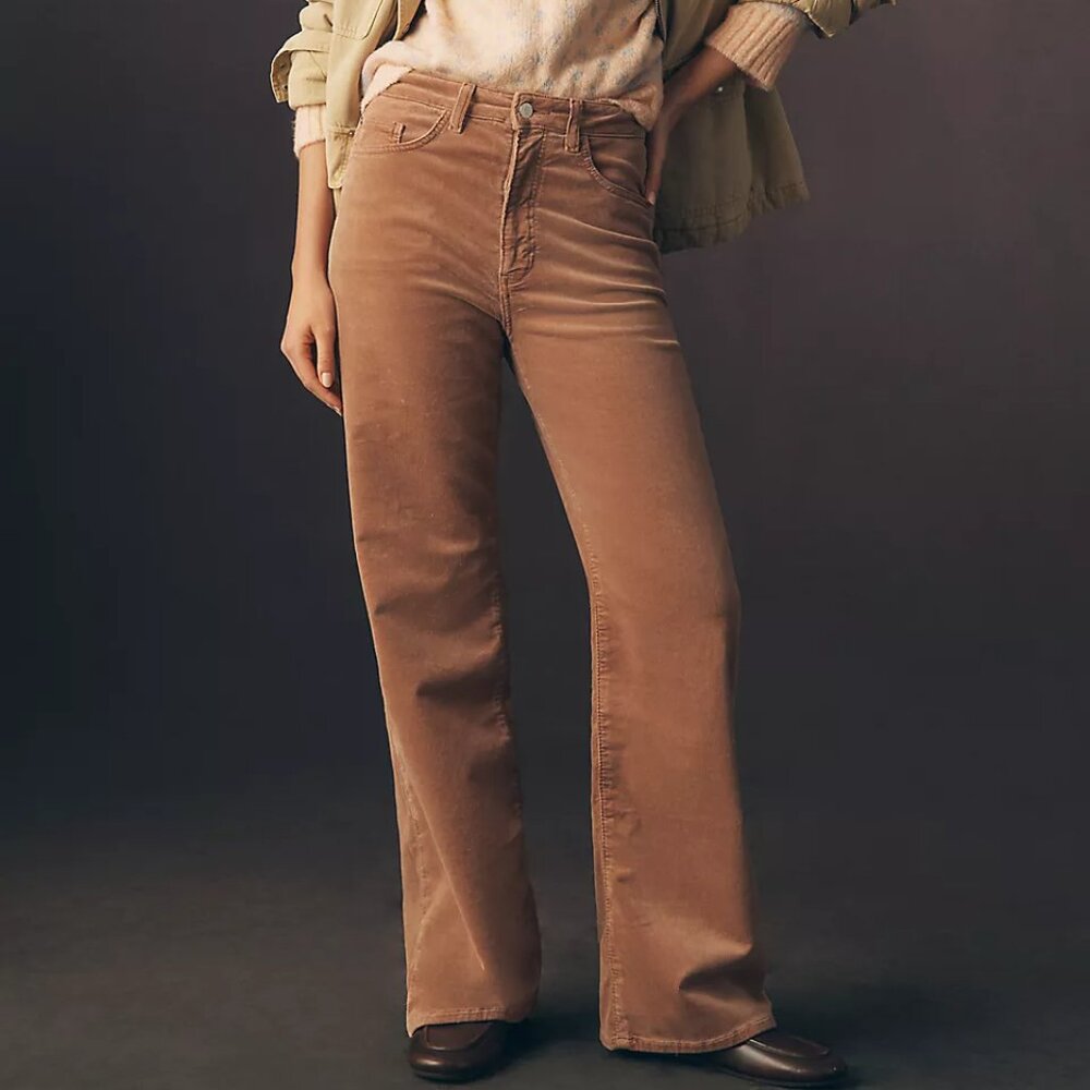 Anthropologie Pilcro The Austyn High-Rise Wide-Leg Jeans Coffee Latte Size 26
